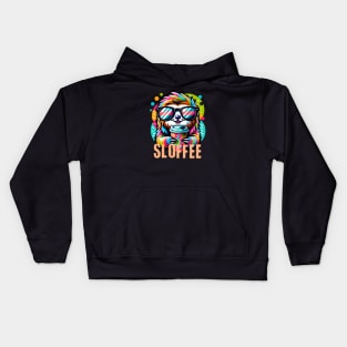 Cute Sloffee Sloth Coffee Kids Hoodie